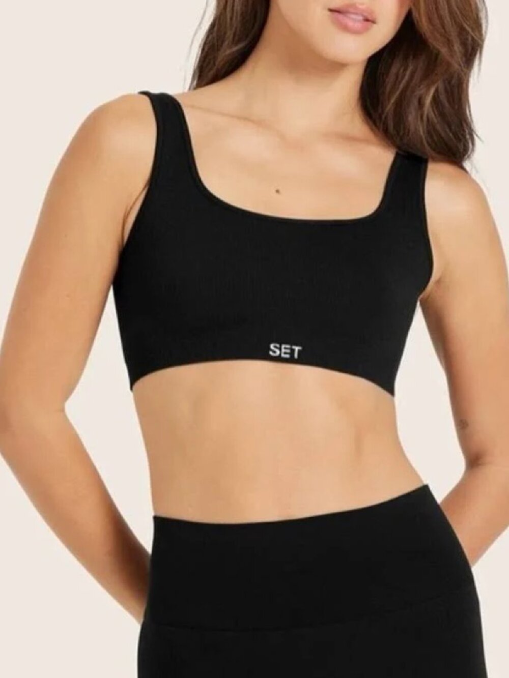 Set Active Black Scoop Bra